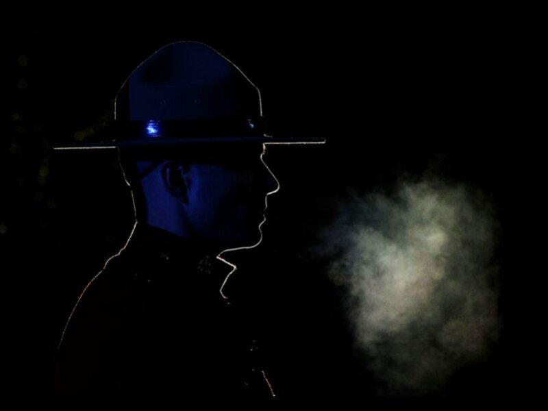 silhouette of a soldier at night