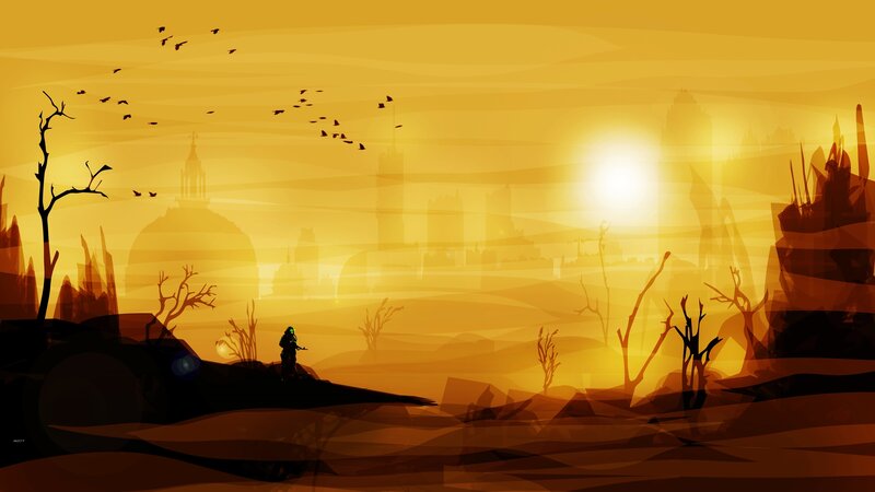 Silhouette of a soldier at sunset