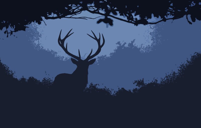 Silhouette of a Stag — Blue