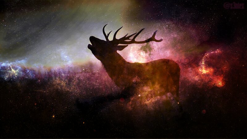 Silhouette of a Stag — Purple, Dramatic