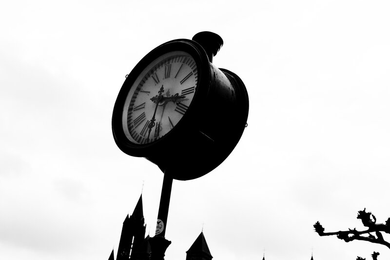 silhouette of a street clock