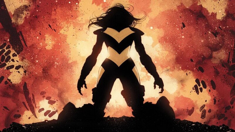 silhouette of a superhero in explosion