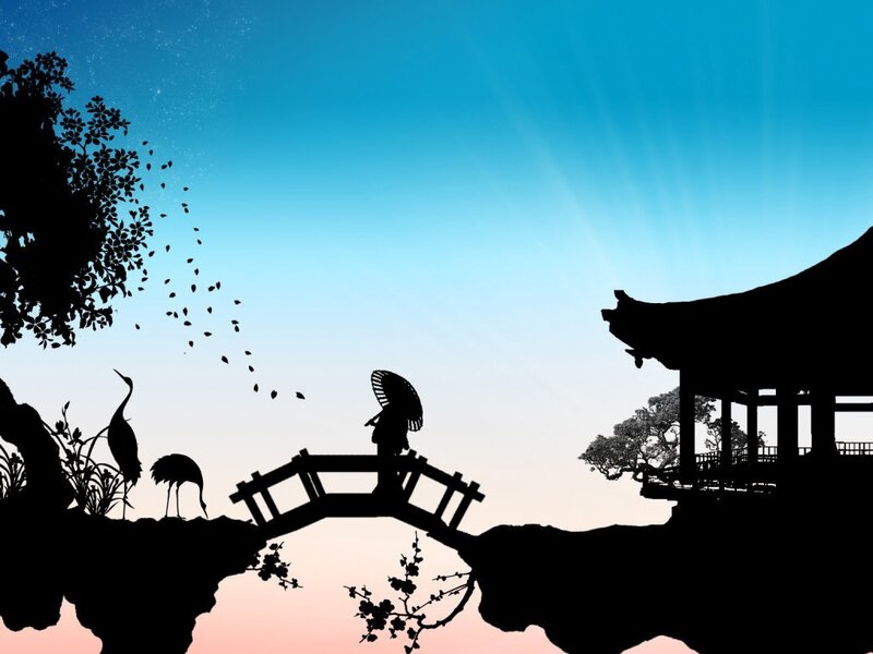 Silhouette of a traditional garden