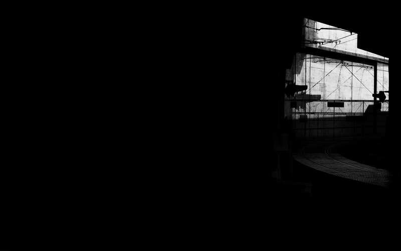 Silhouette of a train station