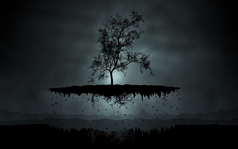 Silhouette of a Tree — Black, Dramatic, Night