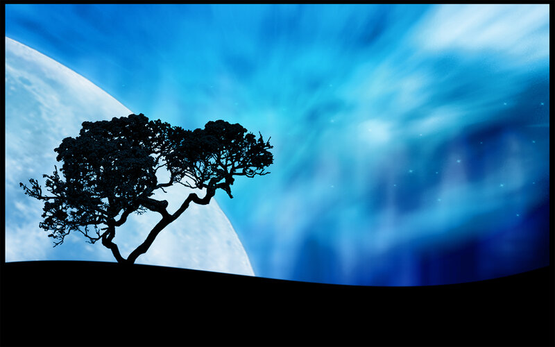 Silhouette of a Tree — Blue, Dramatic, Night