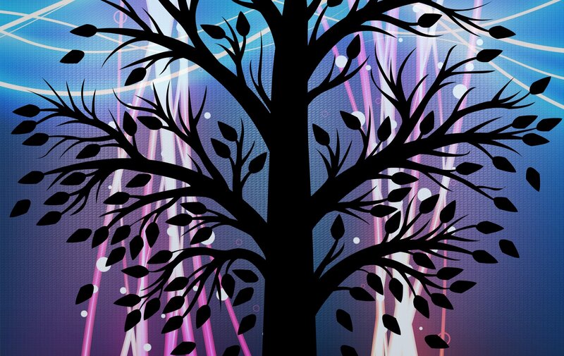 Silhouette of a Tree — Blue, Serene, Night