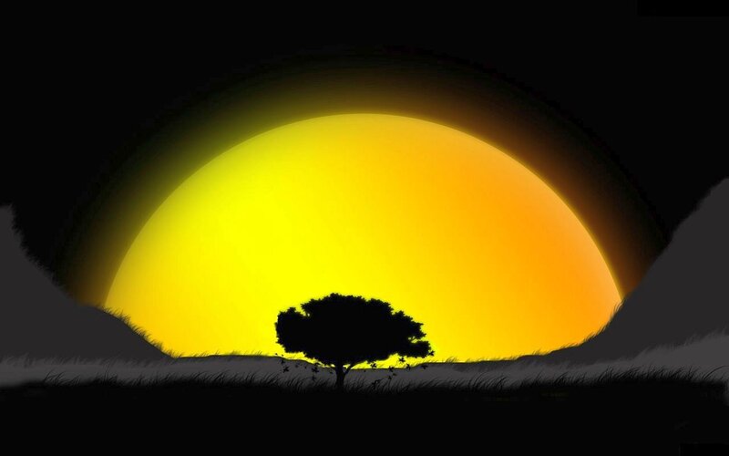 Silhouette of a Tree — Yellow, Serene