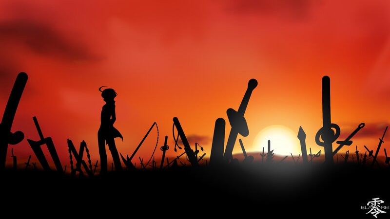 Silhouette of a warrior at sunset
