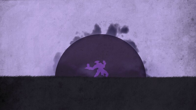 Silhouette of a warrior at sunset