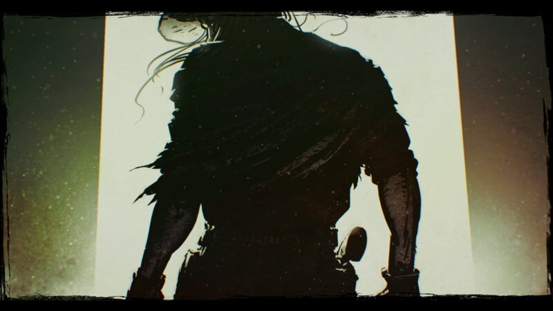 Silhouette of a Warrior — Black, Dramatic, Digital Art, Back View