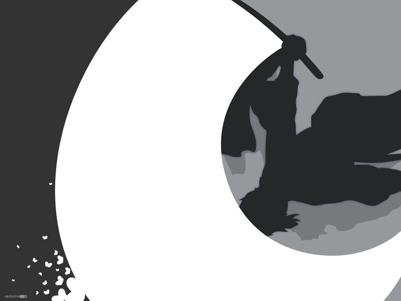 Silhouette of a Warrior — Black, Dramatic, Night, Vector Art