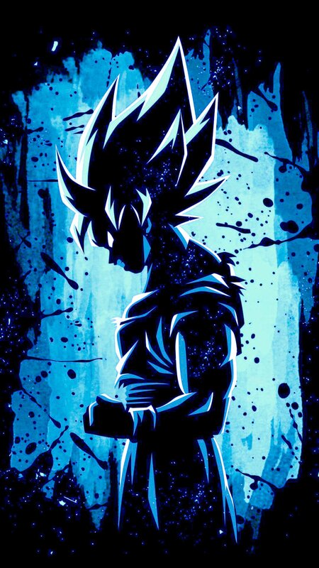 Silhouette of a Warrior — Blue, Dramatic, Digital Art, Spiky Hair