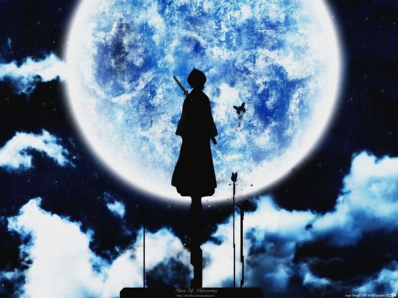 Silhouette of a Warrior — Blue, Dramatic, Night