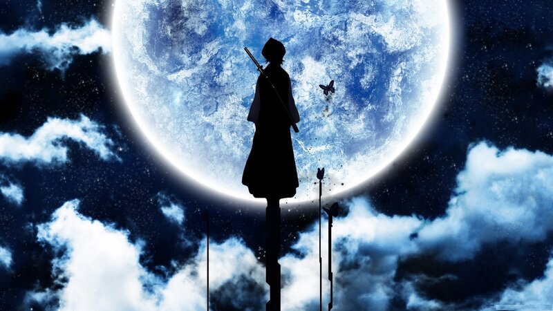 Silhouette of a Warrior — Blue, Dramatic