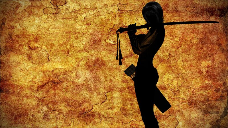 Silhouette of a Warrior — Brown, Dramatic, Digital Art