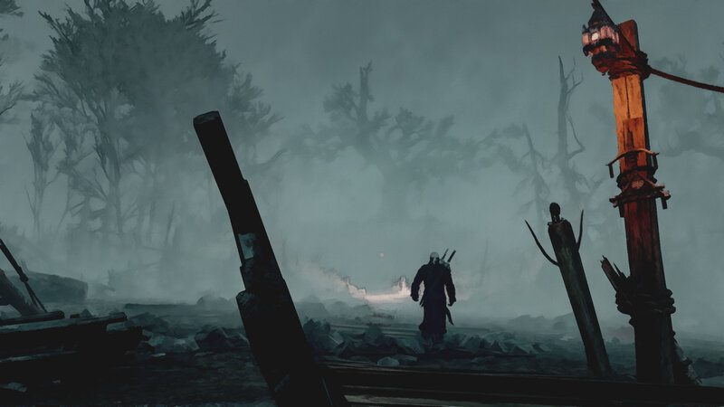 Silhouette of a Warrior — Gray, Dramatic
