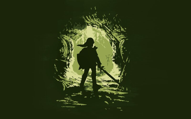 Silhouette of a Warrior — Green, Dramatic, Digital Art