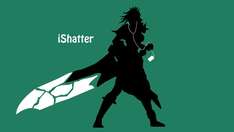 Silhouette of a Warrior — Green, Dramatic, Vector Art, Sword