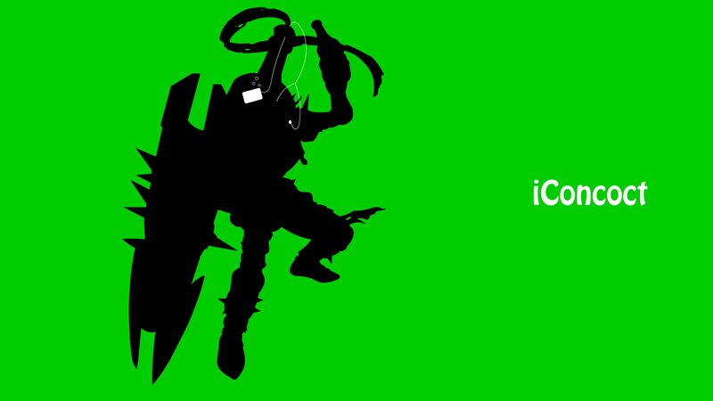 Silhouette of a Warrior — Green, Dramatic, Vector Art