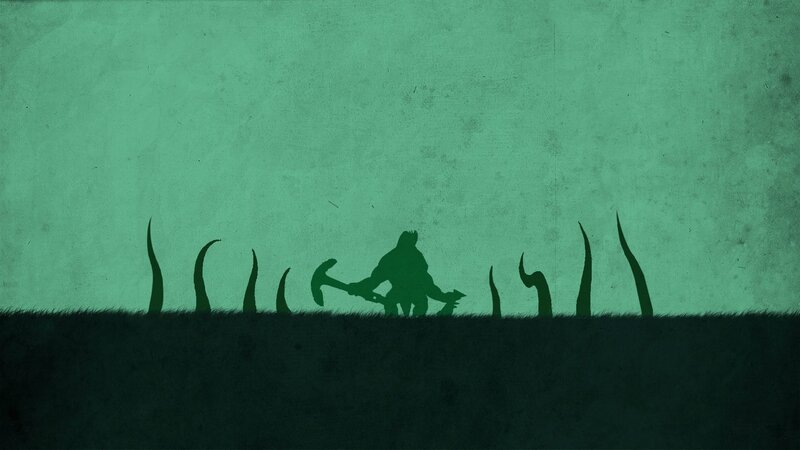 Silhouette of a warrior in green