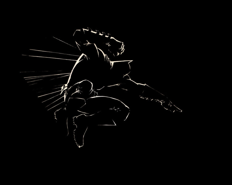 silhouette of a warrior in motion
