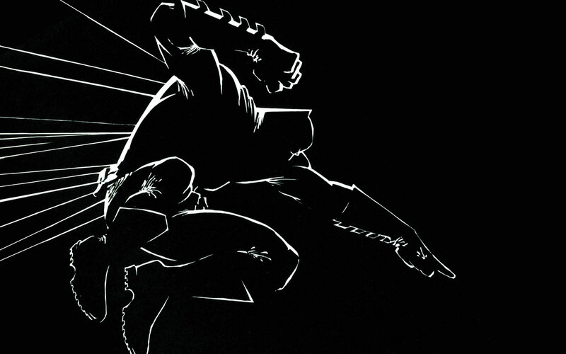silhouette of a warrior in motion