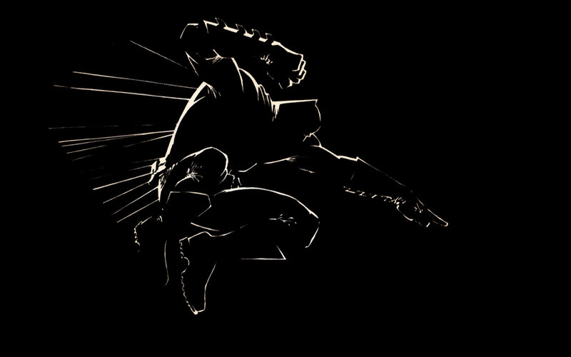 silhouette of a warrior in motion
