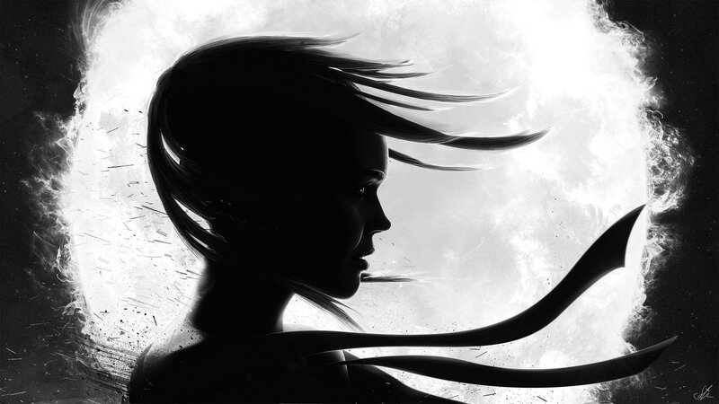 silhouette of a warrior in motion