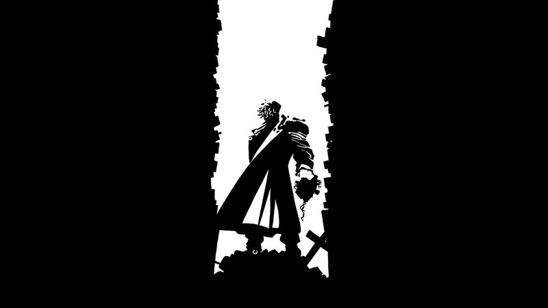 silhouette of a warrior in ruins