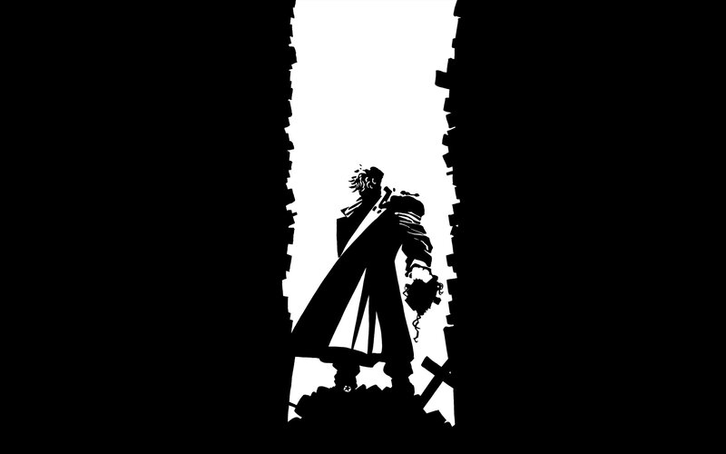 silhouette of a warrior in ruins