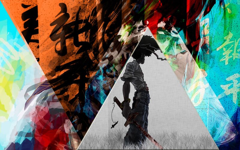 Silhouette of a Warrior — Orange, Dramatic, Digital Art, Sword