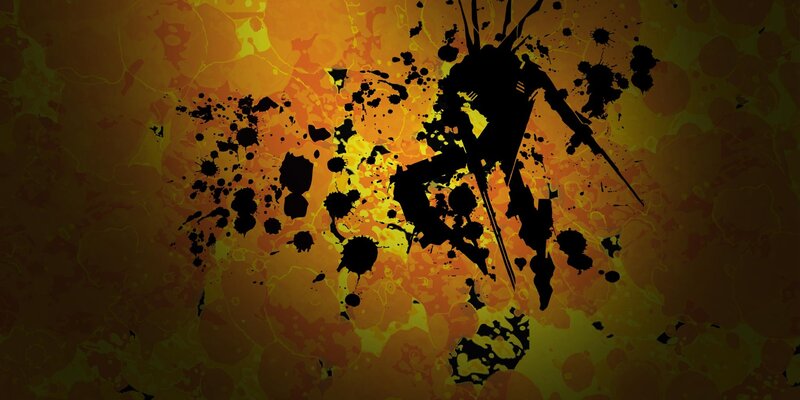 Silhouette of a Warrior — Orange, Dramatic, Digital Art