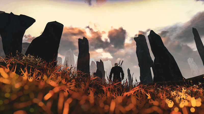 Silhouette of a Warrior — Orange, Dramatic, Sunset, 3d Render