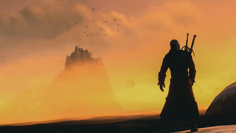 Silhouette of a Warrior — Orange, Dramatic, Sunset, Digital Art