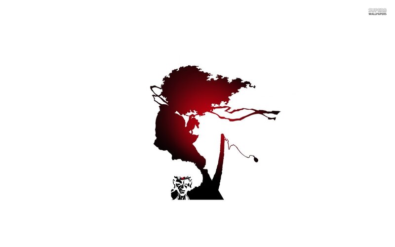 Silhouette of a Warrior — Red, Dramatic, Digital Art