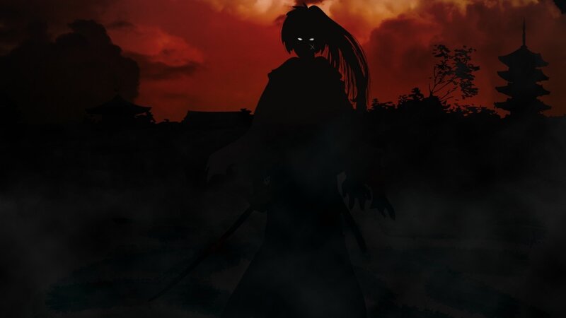 Silhouette of a Warrior — Red, Dramatic, Sunset