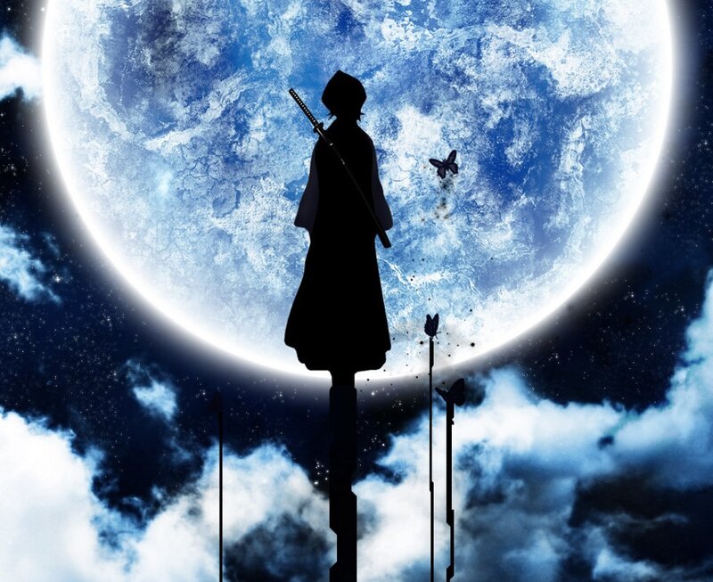 Silhouette of a warrior under the moon