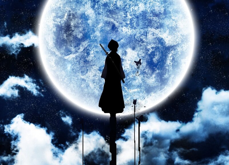 Silhouette of a warrior under the moon