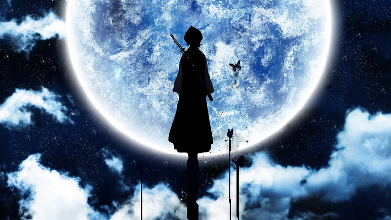 Silhouette of a warrior under the moon