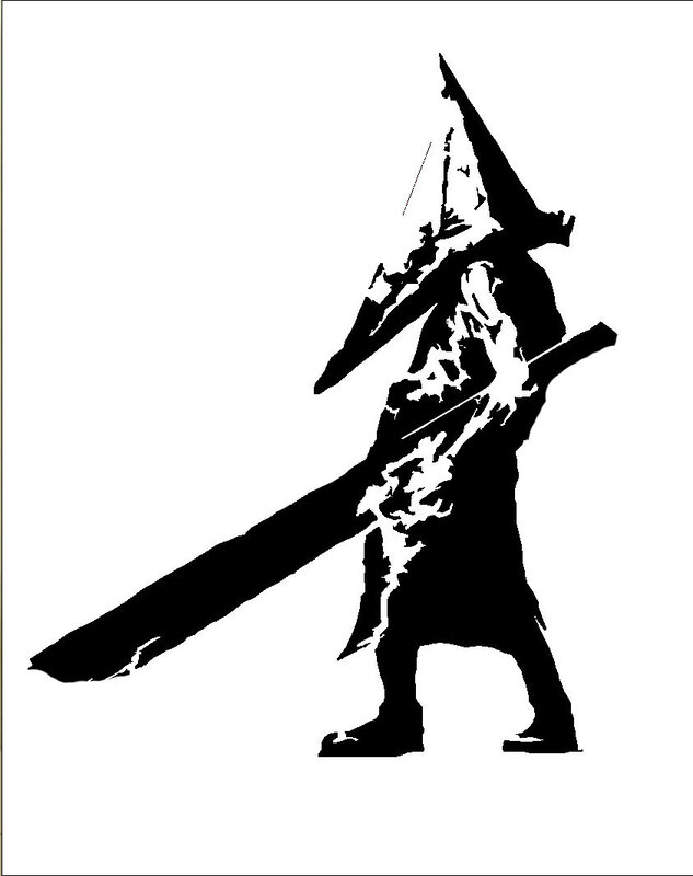 Silhouette of a warrior with a large sword