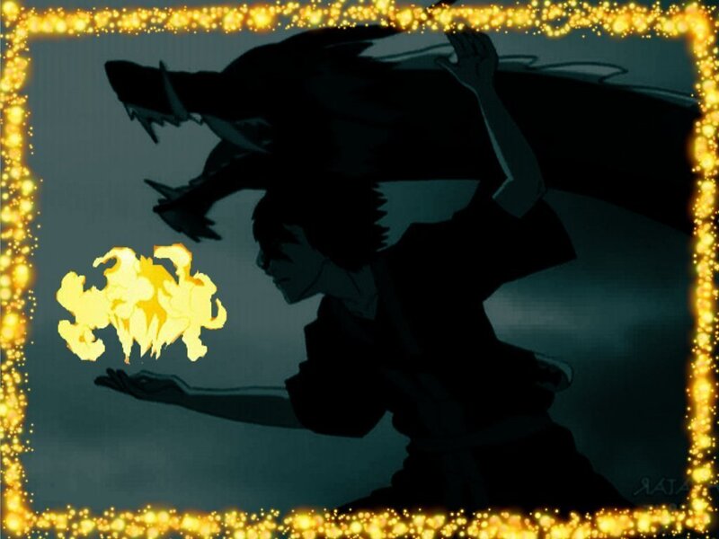 silhouette of a warrior with dragon