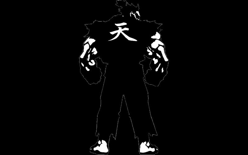 silhouette of a warrior with kanji