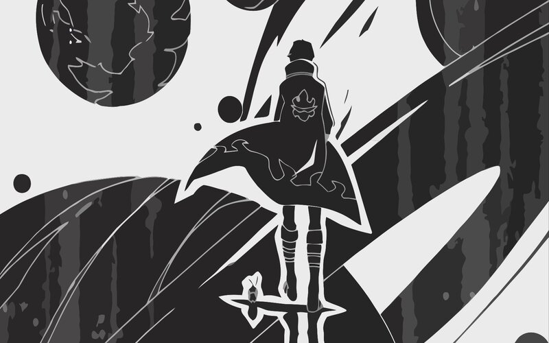 silhouette of a warrior with sword