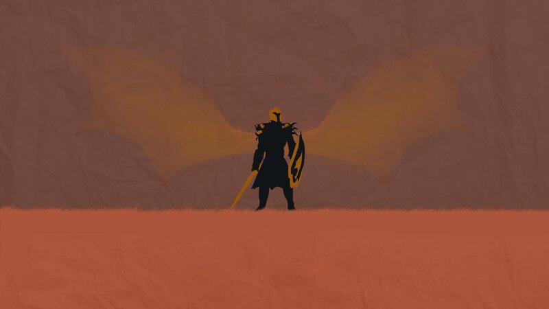 silhouette of a warrior with wings
