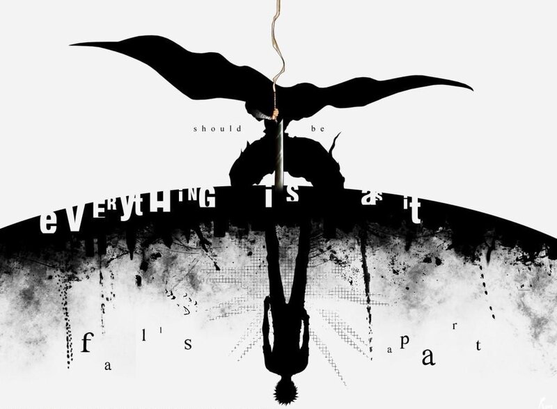 Silhouette of a winged figure