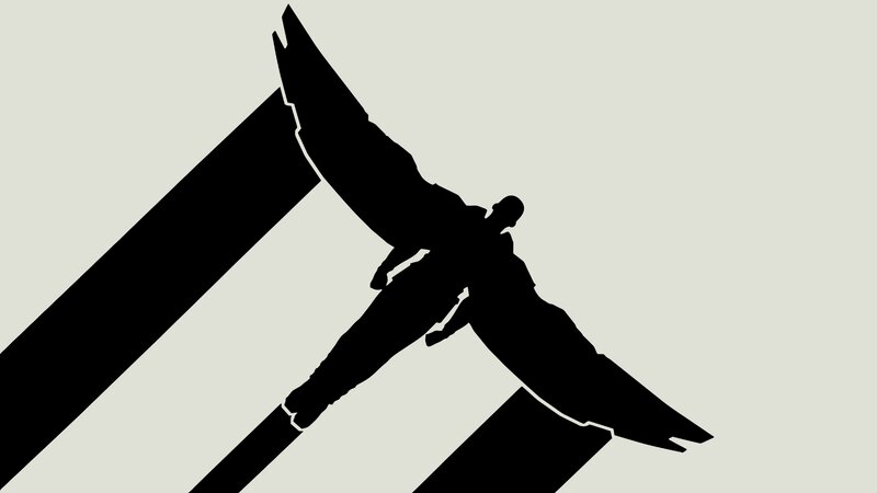 Silhouette of a Winged Figure — Black, Dramatic, Minimalist