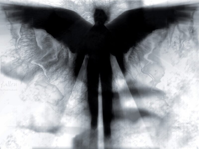 Silhouette of a Winged Figure — Black