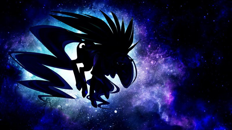 Silhouette of a Winged Figure — Blue, Dramatic, Night