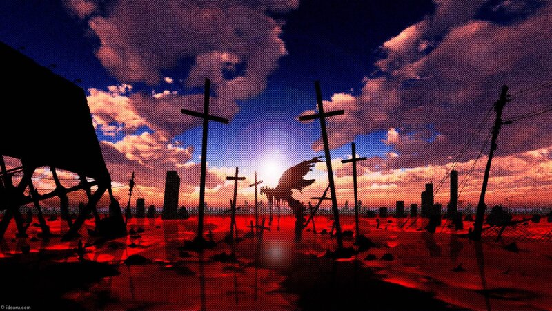 Silhouette of a Winged Figure — Red